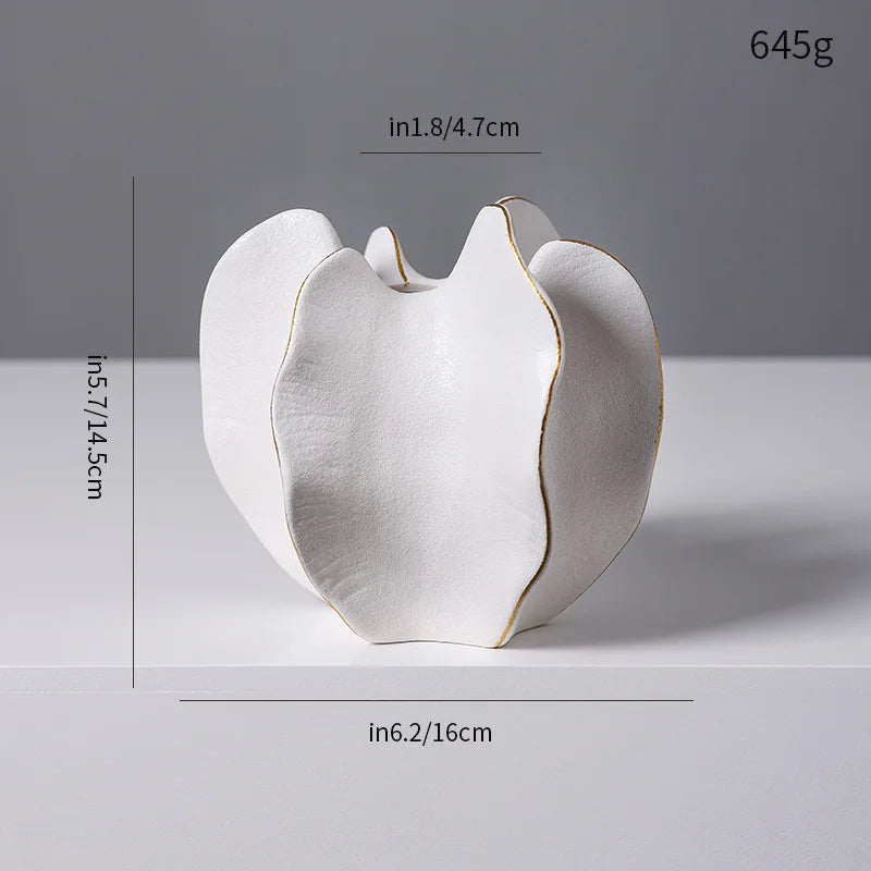 Ceramic Vase, Irregular Carambola Flower Arrangement, Coral Wave Pattern Petal Shaped Vase, Handicrafts, Decorative Ornaments