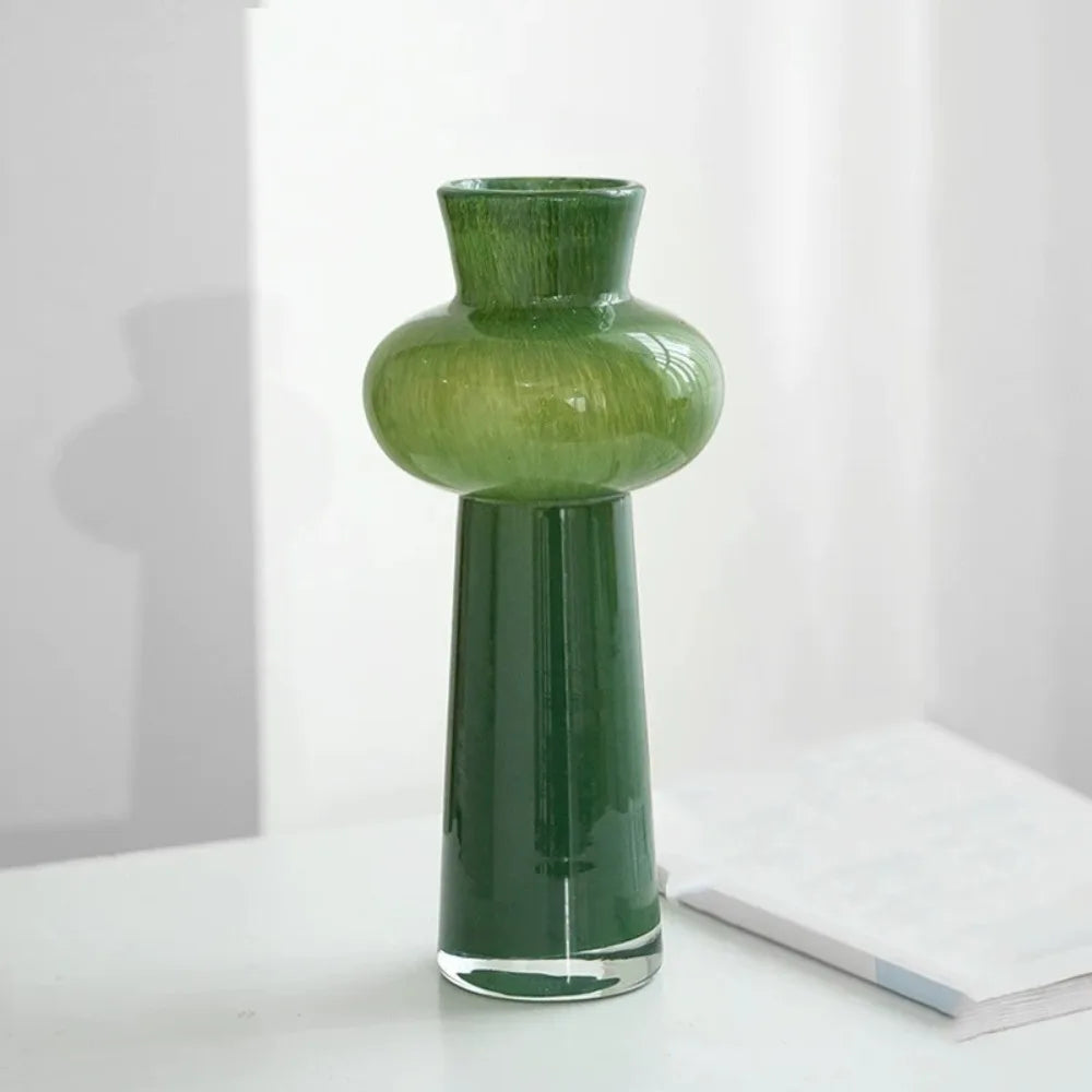 European Style Geometric Folds Glass Vase Thicken Vintage Hydroponic Vase French Romantic Plant Pot Table Decoration