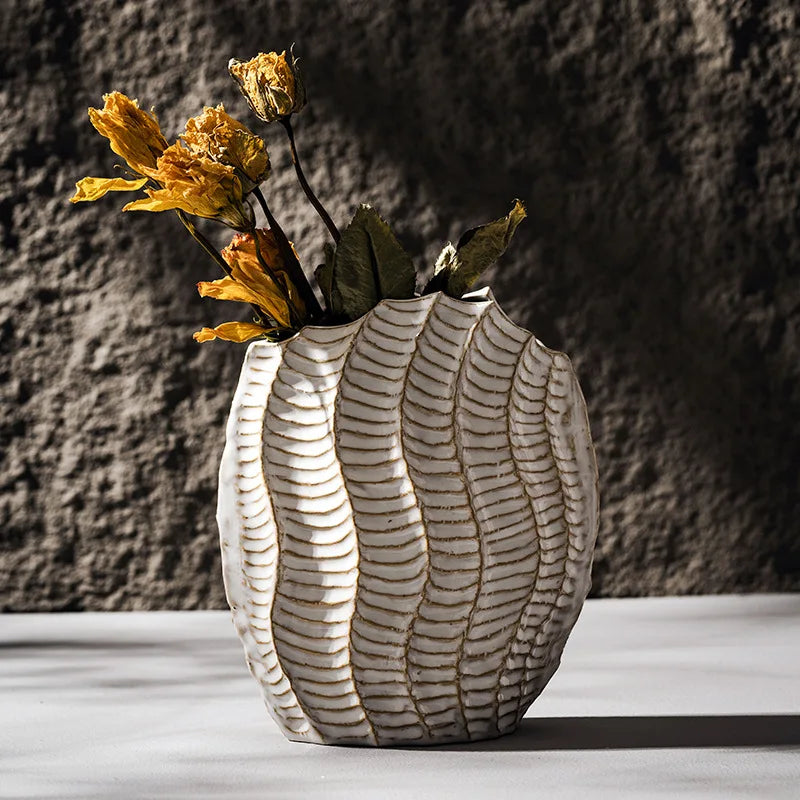 CAPIRON Retro Ceramic Vase Hippocampus Figurines Boho Nordic Wabi-Sabi Decoration Accessories Home Tabletop Centerpiece Interior