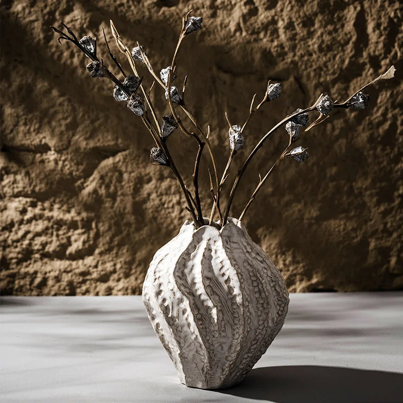 CAPIRON Nordic Irregular Ceramic Vase for Pampas Grass Home Bedroom Living Room Table Centerpiece Decoration Accessories Desk