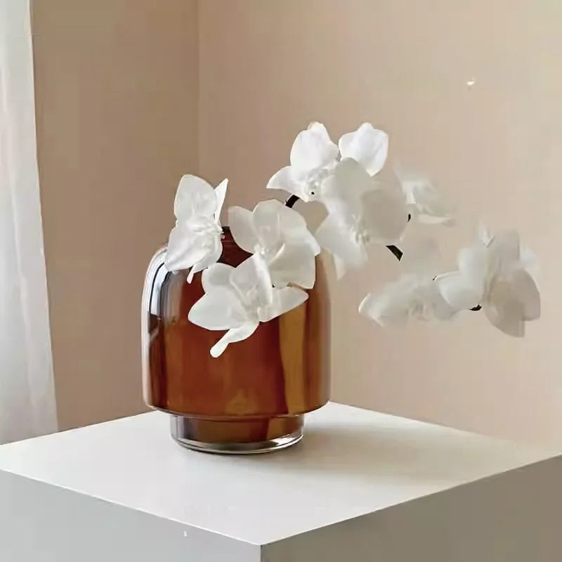 Vase Middle Ancient Wabi-sabi Wind Light Luxury Senior Feeling Living Room Table Glaze Flower Ware Modern Glass Vase Ornaments