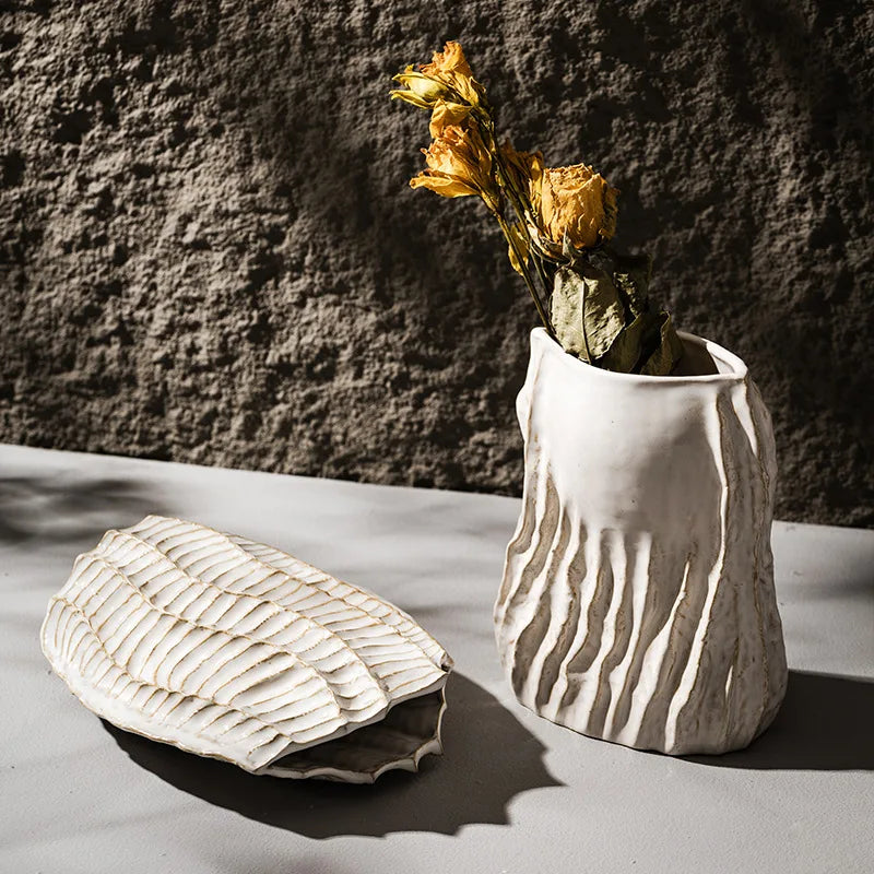 CAPIRON Retro Ceramic Vase Hippocampus Figurines Boho Nordic Wabi-Sabi Decoration Accessories Home Tabletop Centerpiece Interior