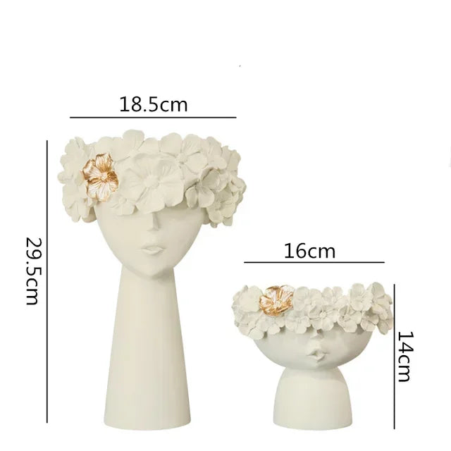 Resin Vase Home Decoration Resin Statue Sculpture Makeup Brush Holder Desktop Storage Box Pen Holder Creativity Flower Vase