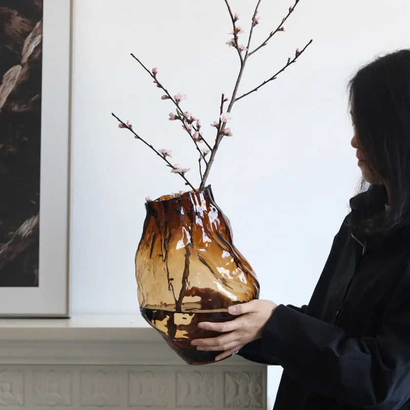 Luxury Glass Vase for Home Decor Modern Hotel Table Centerpiece Stylish Floral Arrangement