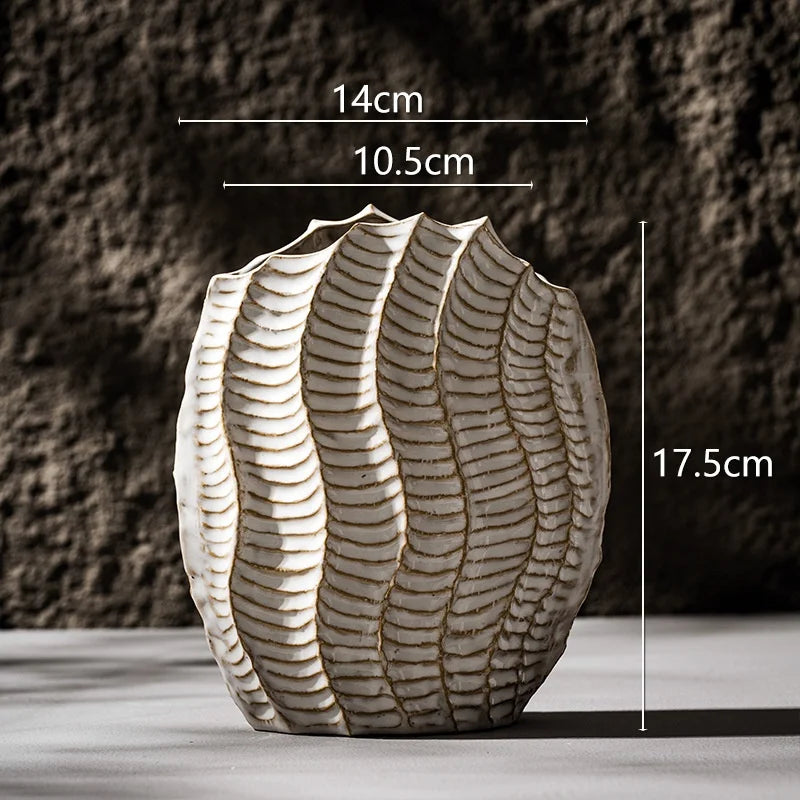 CAPIRON Retro Ceramic Vase Hippocampus Figurines Boho Nordic Wabi-Sabi Decoration Accessories Home Tabletop Centerpiece Interior