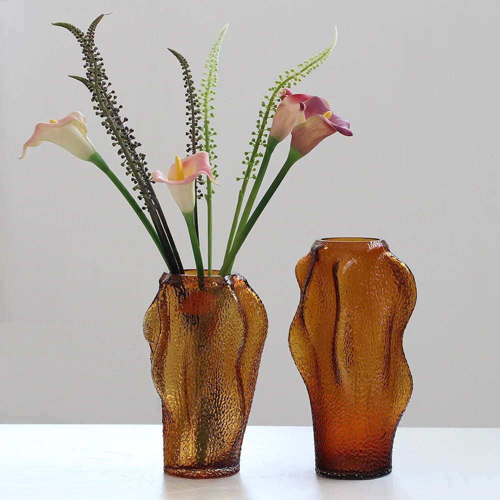 Glass Vase Hand-made Glass Hydroponic Bottle with Irregular Geometry Terrarium Flower Vase Room Decoration Accessories