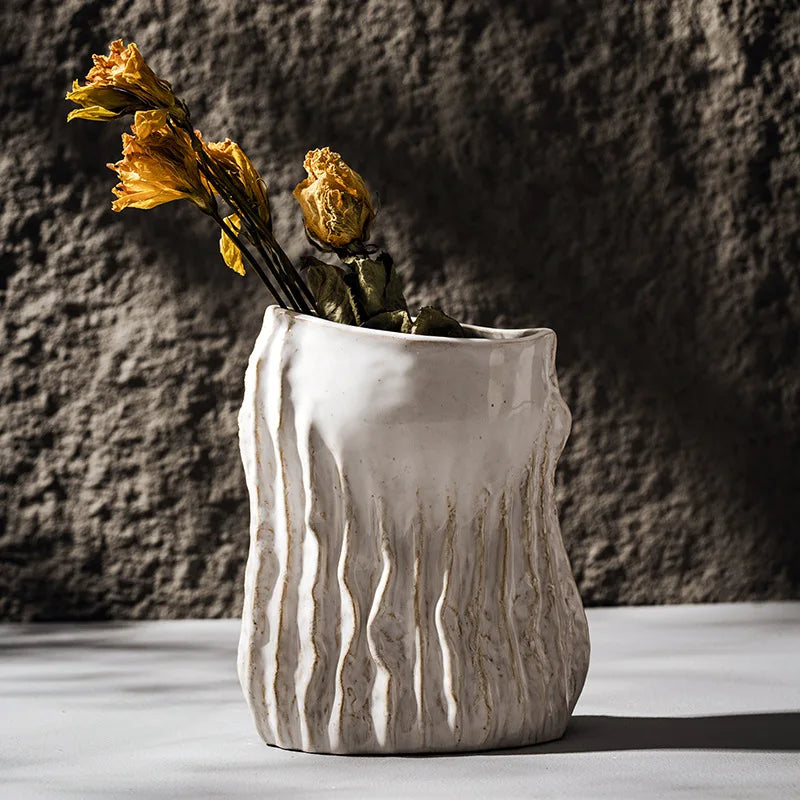 CAPIRON Retro Ceramic Vase Hippocampus Figurines Boho Nordic Wabi-Sabi Decoration Accessories Home Tabletop Centerpiece Interior