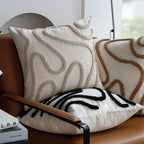 45x45 Boho Style Chenille Decorative Throw Pillow Cover Soft Geometric Lines Cushion Covers 3-color Pillowcase Sofa Living Room