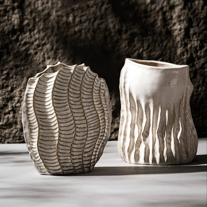 CAPIRON Retro Ceramic Vase Hippocampus Figurines Boho Nordic Wabi-Sabi Decoration Accessories Home Tabletop Centerpiece Interior