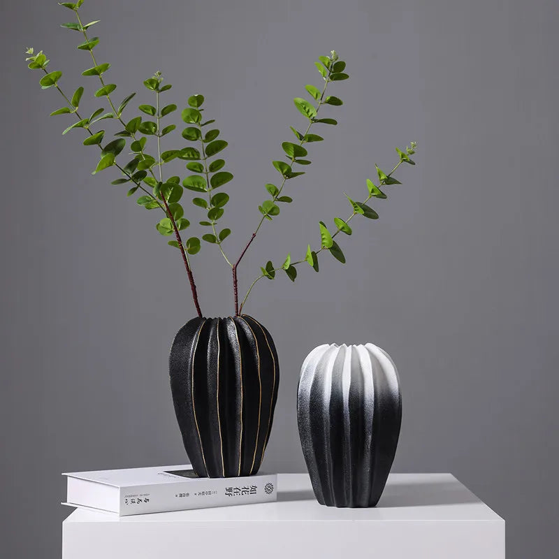 Ceramic Vase, Irregular Carambola Flower Arrangement, Coral Wave Pattern Petal Shaped Vase, Handicrafts, Decorative Ornaments