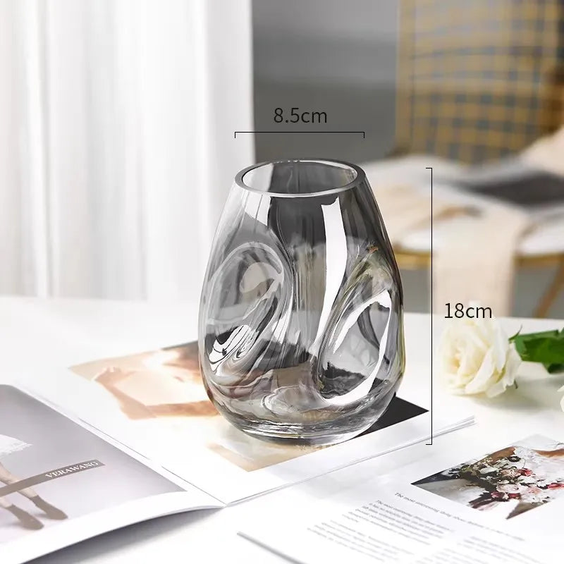 irregular concave-convex surface glass vase transparent Hydroponic fresh flowers desktop ornament home office hotel decoration