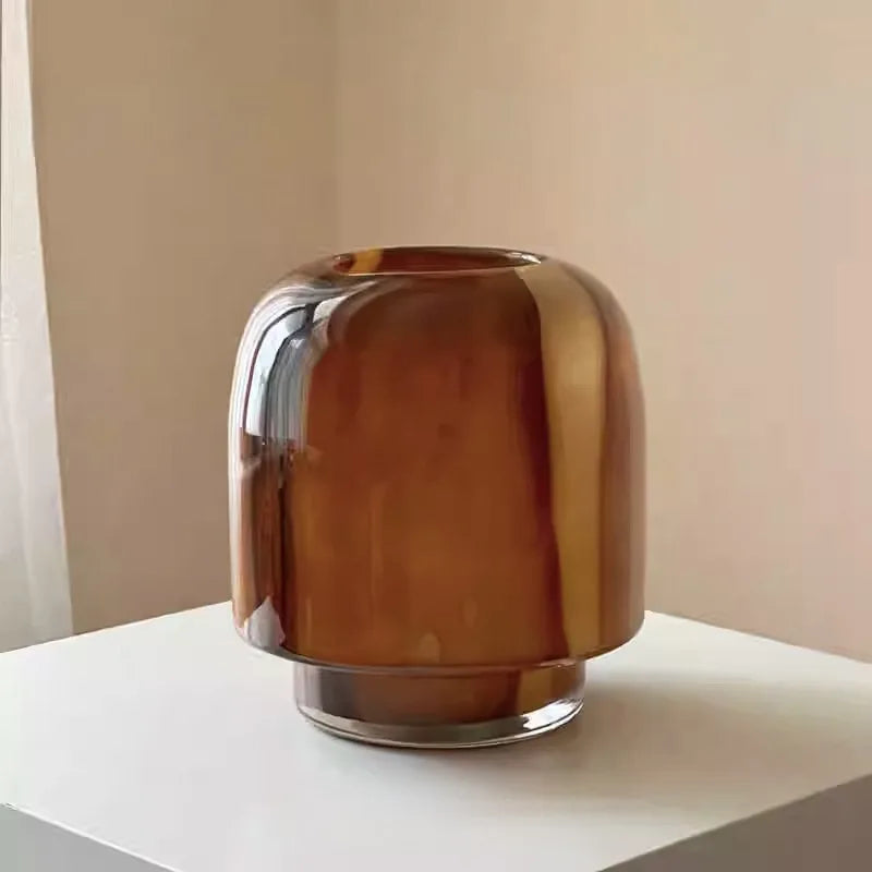 Vase Middle Ancient Wabi-sabi Wind Light Luxury Senior Feeling Living Room Table Glaze Flower Ware Modern Glass Vase Ornaments