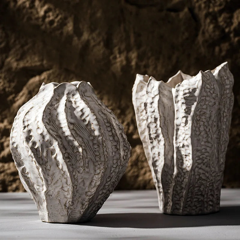 CAPIRON Nordic Irregular Ceramic Vase for Pampas Grass Home Bedroom Living Room Table Centerpiece Decoration Accessories Desk