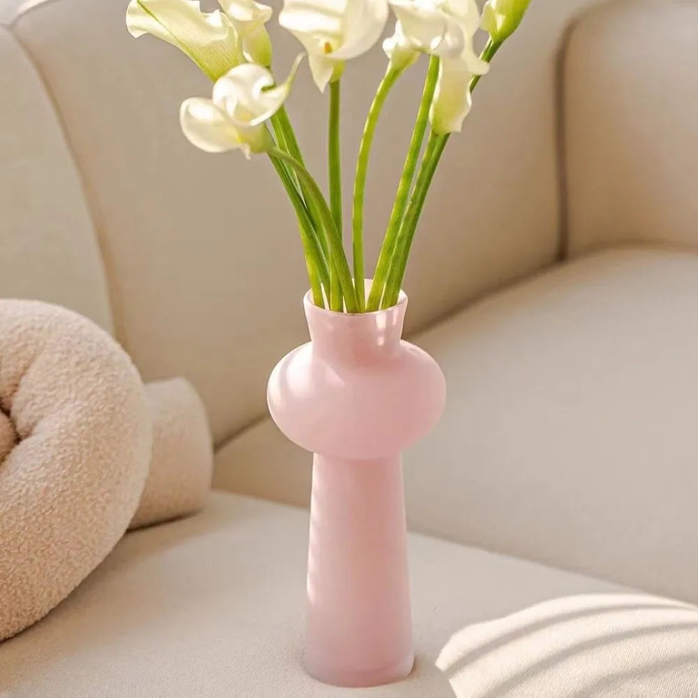 European Style Geometric Folds Glass Vase Thicken Vintage Hydroponic Vase French Romantic Plant Pot Table Decoration