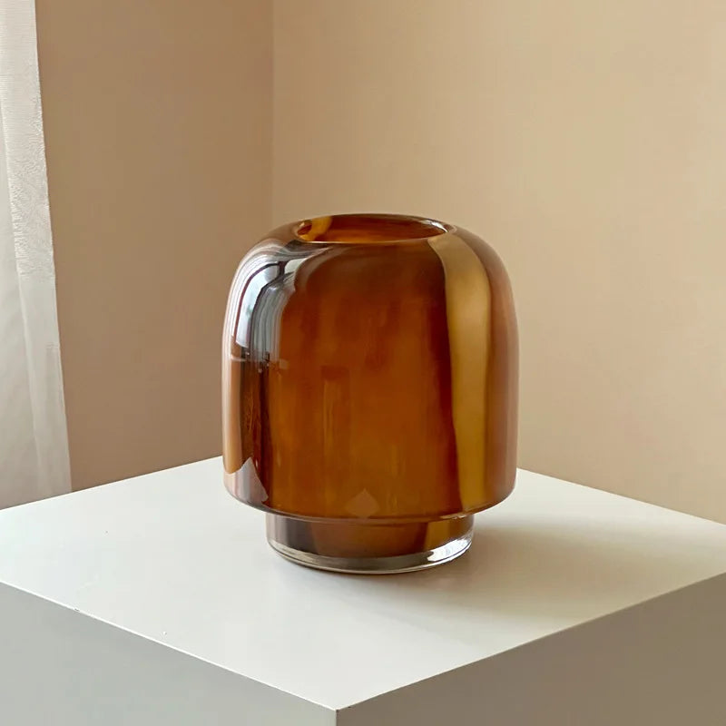 Vase Middle Ancient Wabi-sabi Wind Light Luxury Senior Feeling Living Room Table Glaze Flower Ware Modern Glass Vase Ornaments