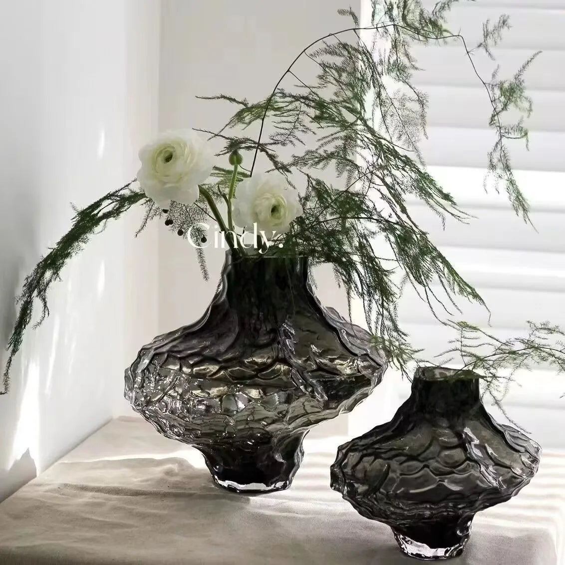 Nordic Glass Vase Transparent Waterborne Flower Arrangement Accessories Home Living Room Ornaments Office Desk Furnishing Decor