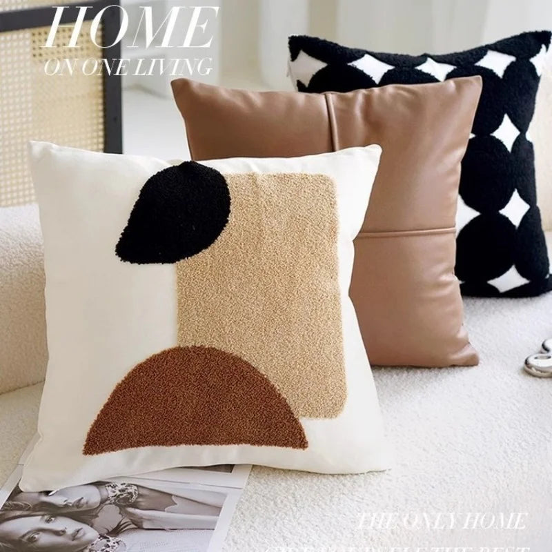 45x45CM Brown Vintage Nordic Throw Pillow Cover Cream Light Luxury Sofa Cushion Waist Cover Simple Decorative Pillowcases