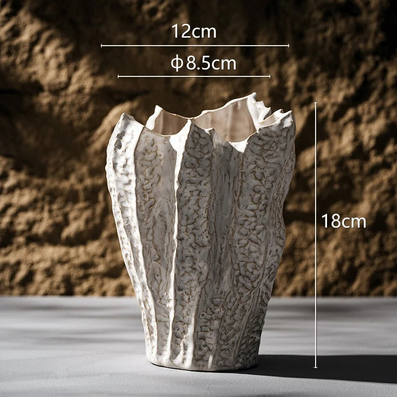 CAPIRON Nordic Irregular Ceramic Vase for Pampas Grass Home Bedroom Living Room Table Centerpiece Decoration Accessories Desk