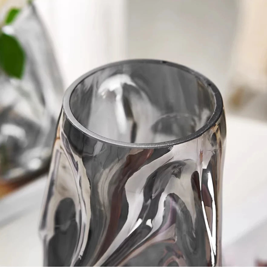 irregular concave-convex surface glass vase transparent Hydroponic fresh flowers desktop ornament home office hotel decoration