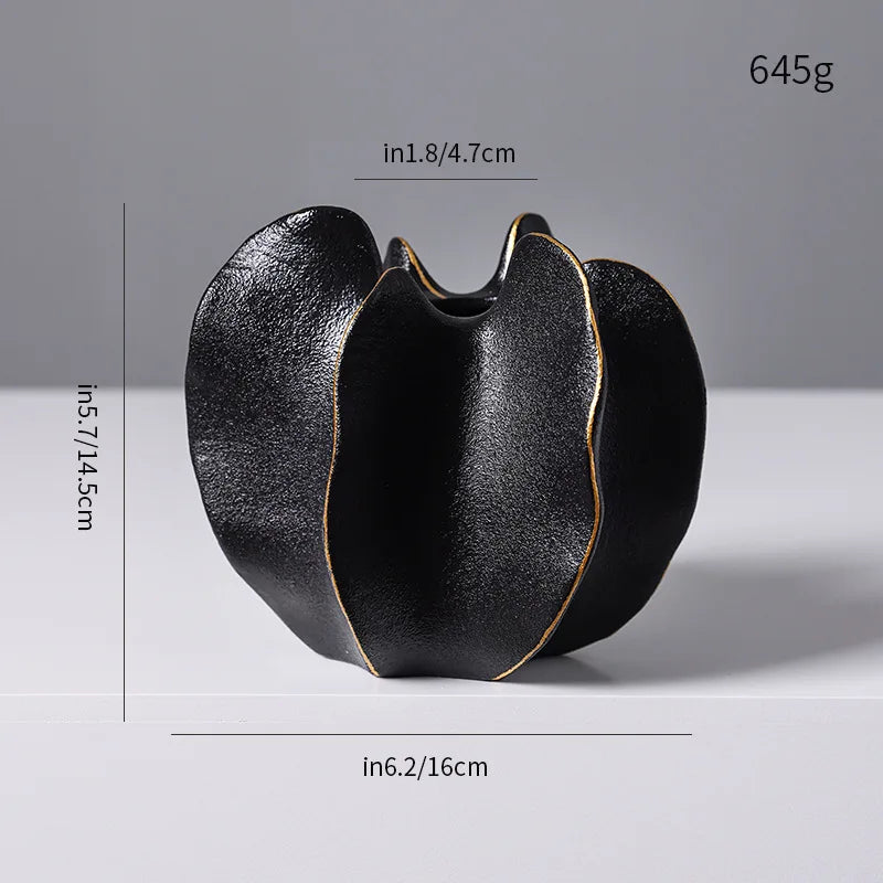 Ceramic Vase, Irregular Carambola Flower Arrangement, Coral Wave Pattern Petal Shaped Vase, Handicrafts, Decorative Ornaments