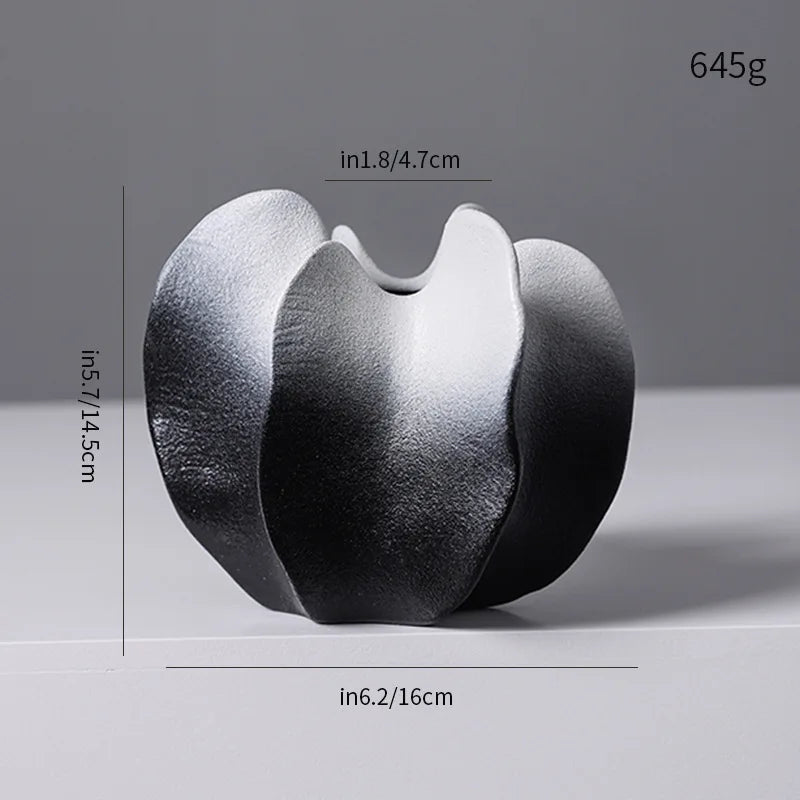 Ceramic Vase, Irregular Carambola Flower Arrangement, Coral Wave Pattern Petal Shaped Vase, Handicrafts, Decorative Ornaments