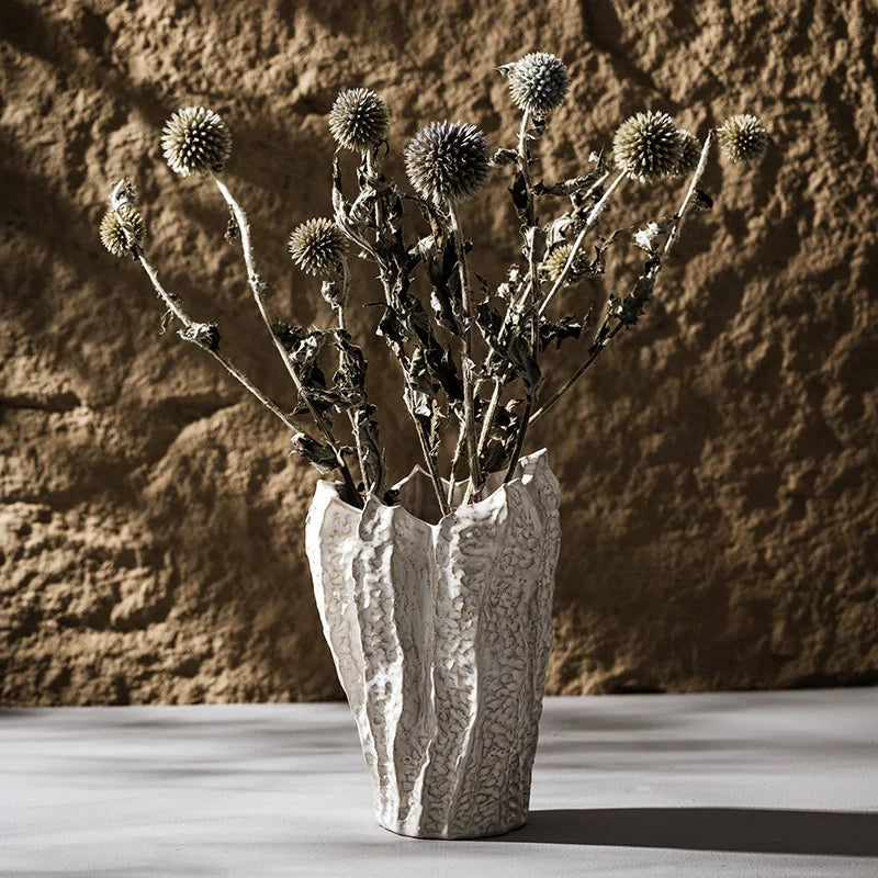 CAPIRON Nordic Irregular Ceramic Vase for Pampas Grass Home Bedroom Living Room Table Centerpiece Decoration Accessories Desk
