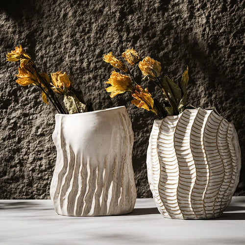 CAPIRON Retro Ceramic Vase Hippocampus Figurines Boho Nordic Wabi-Sabi Decoration Accessories Home Tabletop Centerpiece Interior