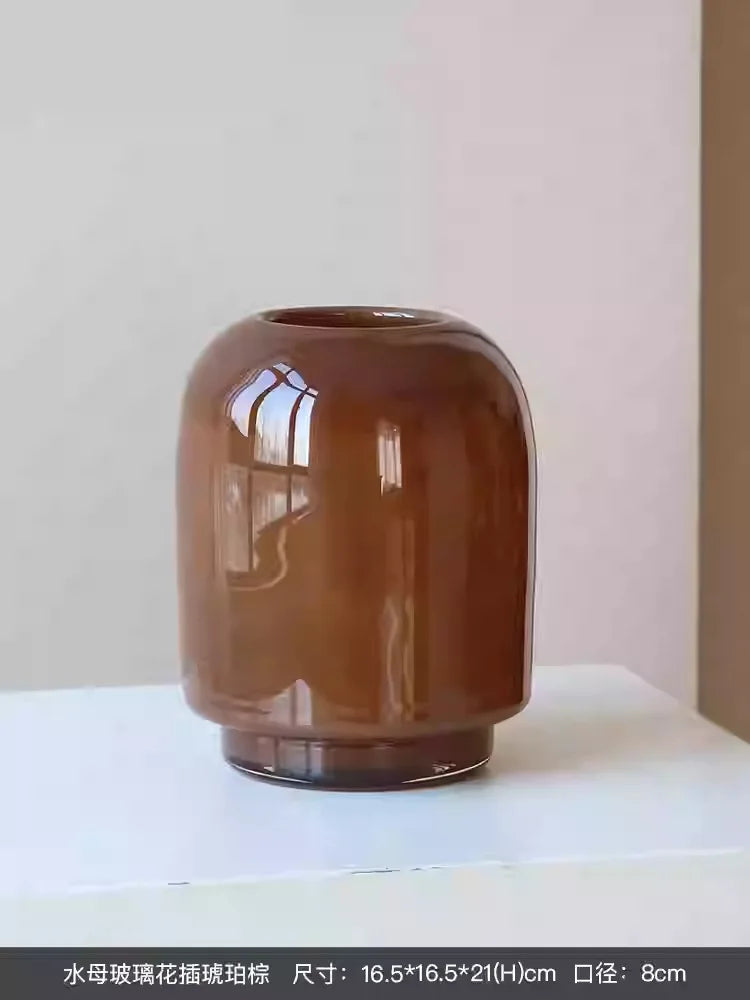 Vase Middle Ancient Wabi-sabi Wind Light Luxury Senior Feeling Living Room Table Glaze Flower Ware Modern Glass Vase Ornaments