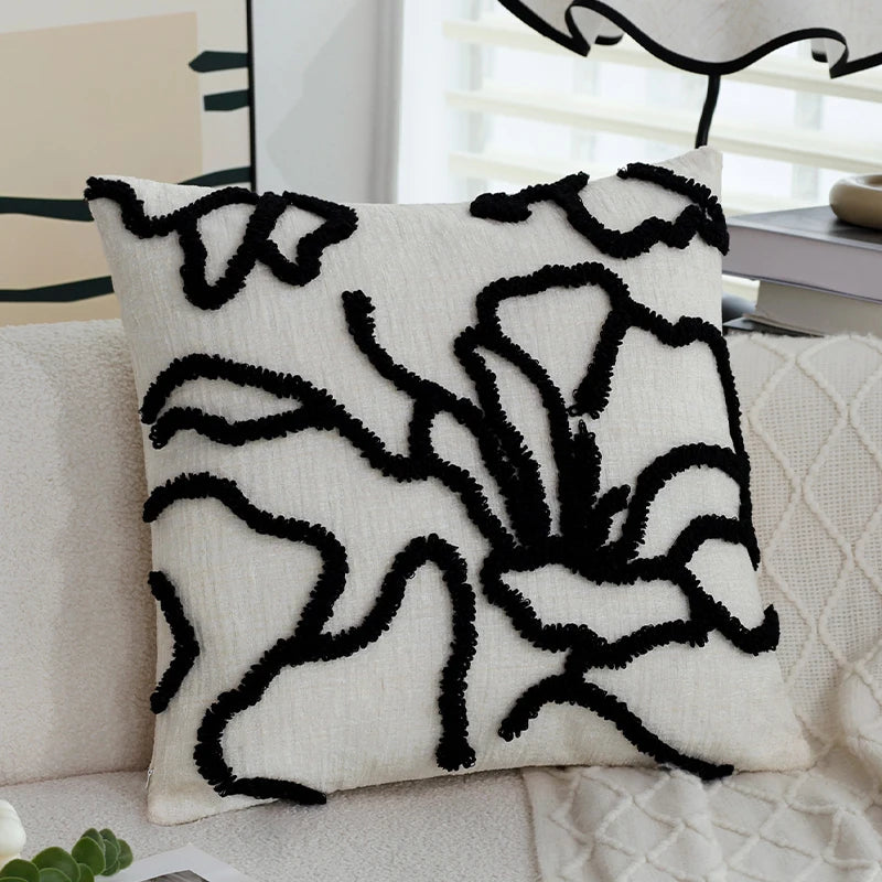 45x45 Boho Style Chenille Decorative Throw Pillow Cover Soft Geometric Lines Cushion Covers 3-color Pillowcase Sofa Living Room