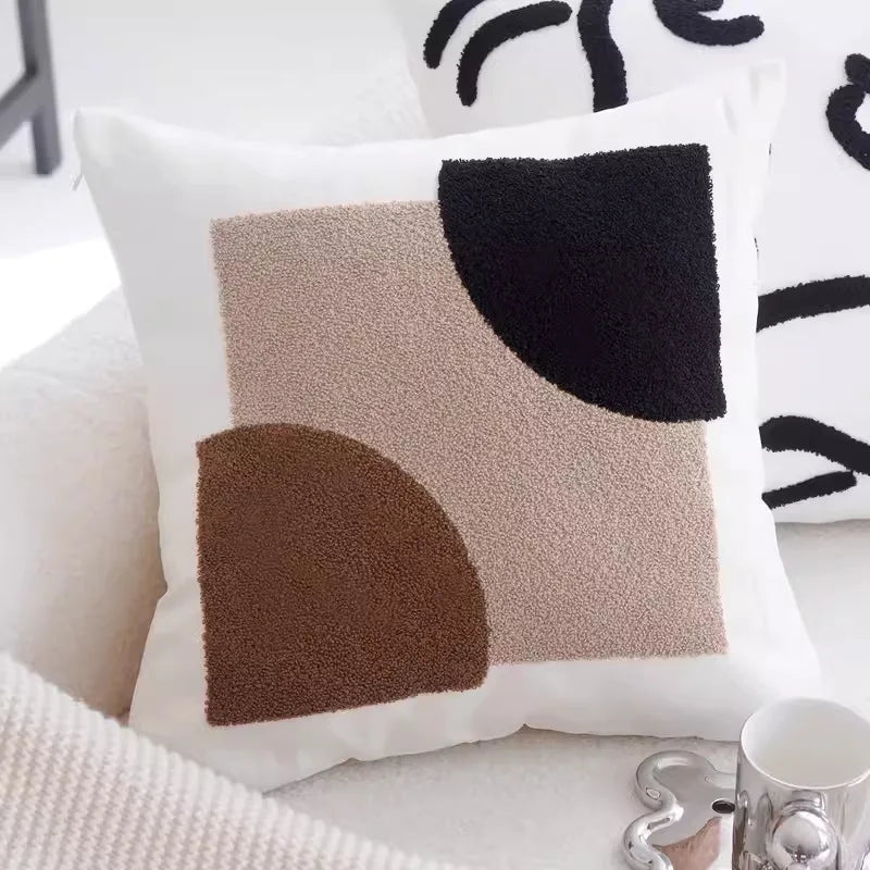 45x45CM Brown Vintage Nordic Throw Pillow Cover Cream Light Luxury Sofa Cushion Waist Cover Simple Decorative Pillowcases