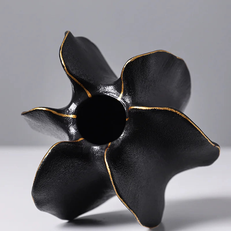 Ceramic Vase, Irregular Carambola Flower Arrangement, Coral Wave Pattern Petal Shaped Vase, Handicrafts, Decorative Ornaments