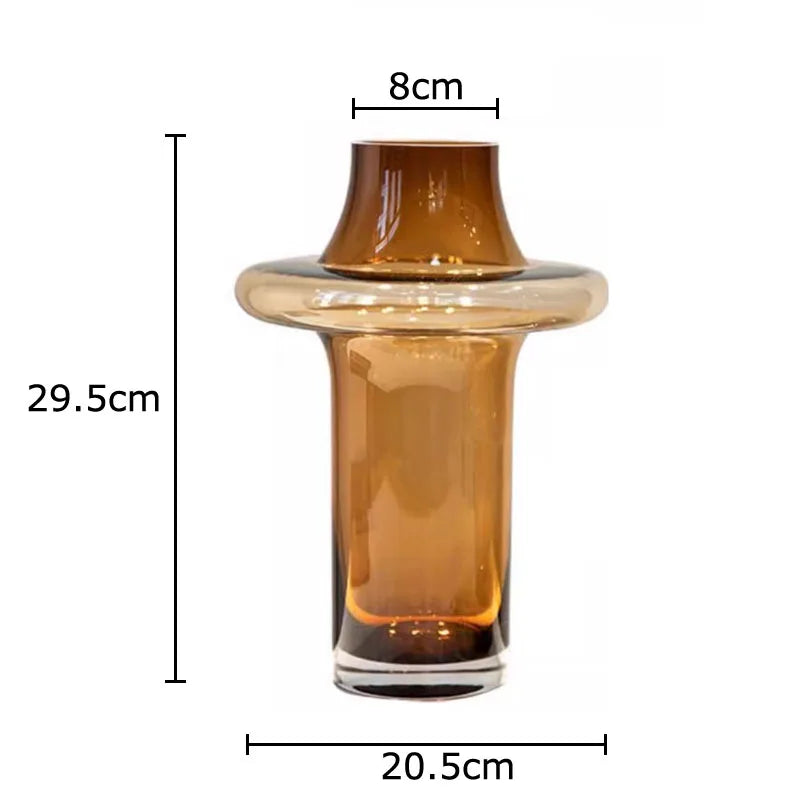 Amber Color Tower Shape Glass Vase Table Decoration Flower Arrangement Creative Hydroponics Plant Pot Flowers Vases Home Decor