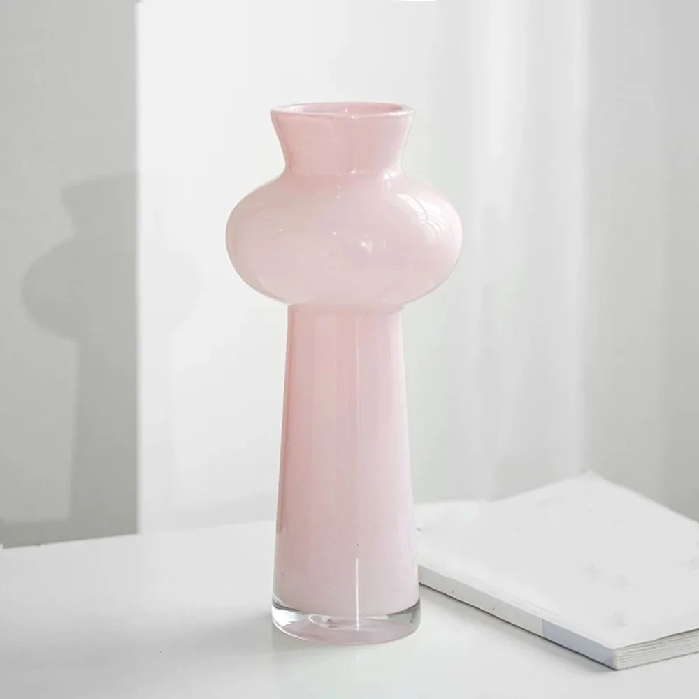 European Style Geometric Folds Glass Vase Thicken Vintage Hydroponic Vase French Romantic Plant Pot Table Decoration