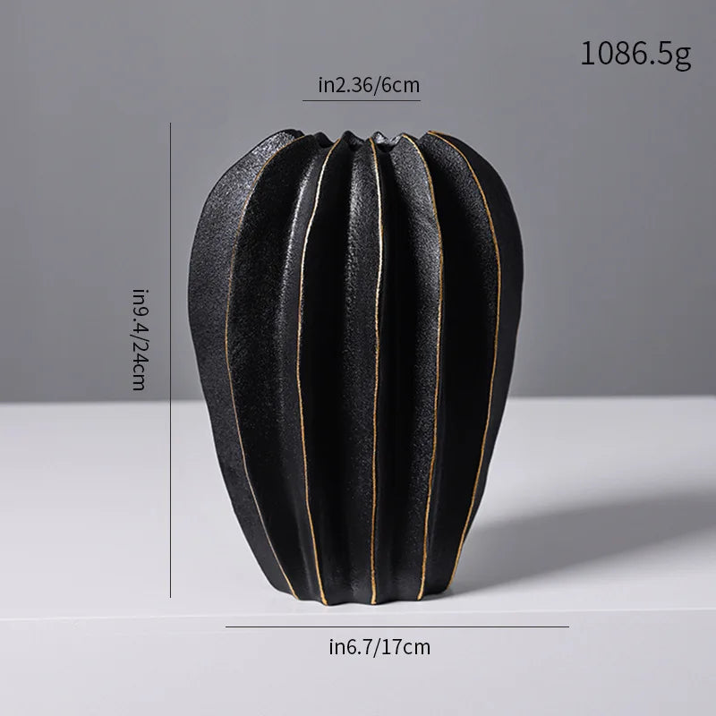 Ceramic Vase, Irregular Carambola Flower Arrangement, Coral Wave Pattern Petal Shaped Vase, Handicrafts, Decorative Ornaments