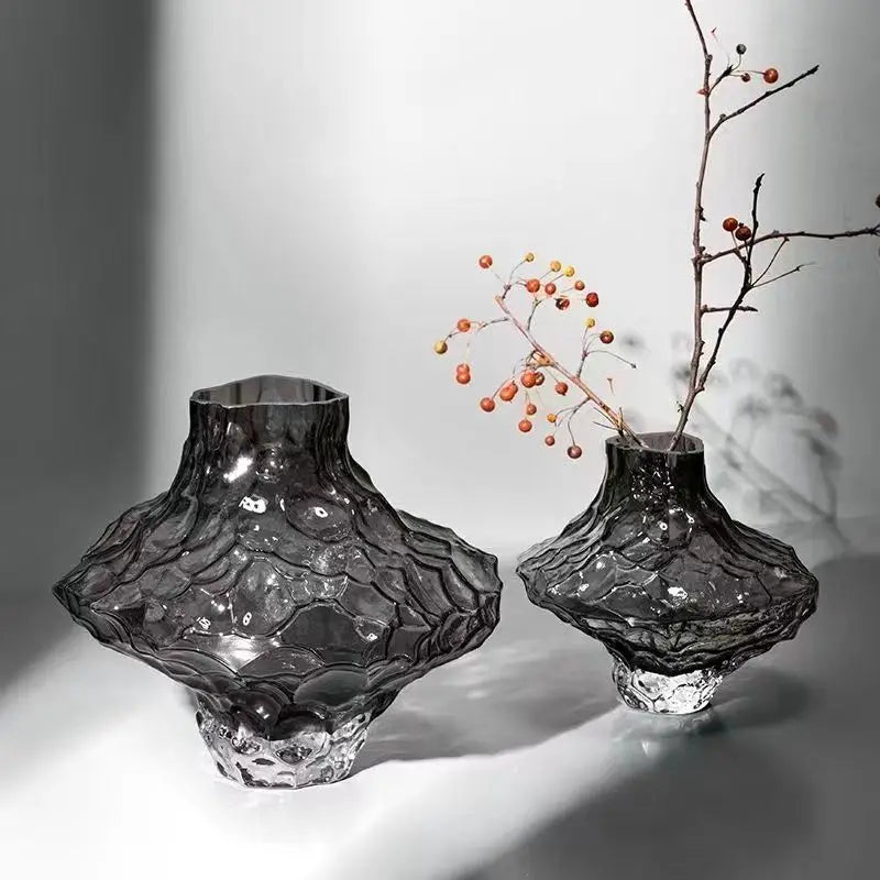 Nordic Glass Vase Transparent Waterborne Flower Arrangement Accessories Home Living Room Ornaments Office Desk Furnishing Decor